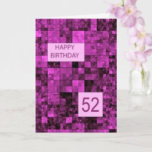52nd Birthday Birthday Pink Pattern  Card