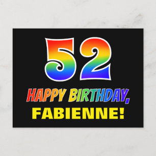 52nd Birthday: Bold, Fun, Simple, Rainbow 52 Postcard