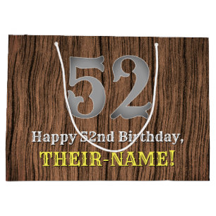 52nd Birthday: Country Western Inspired Look, Name Large Gift Bag