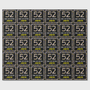 52nd Birthday: Floral Flowers Number, Custom Name Wrapping Paper