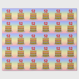 52nd Birthday: Fun Cake and Candles + Custom Name Wrapping Paper