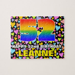52nd Birthday — Fun, Loving Heart Shapes + “52” Jigsaw Puzzle