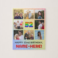 52nd Birthday: Fun Rainbow #, Custom Name & Photos