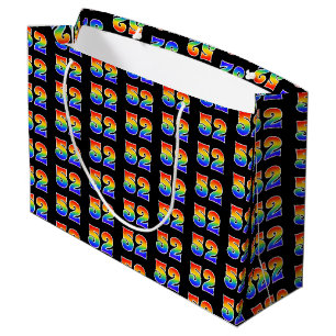 52nd Birthday: Fun Rainbow Event Number 52 Pattern Large Gift Bag