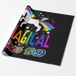 52nd  Birthday Magical Farting Unicorn Rainbow 196 Wrapping Paper