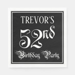 52nd Birthday Party — Fancy Script + Custom Name Napkin