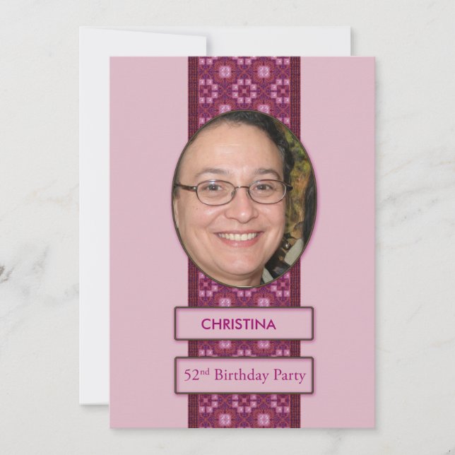 52nd Birthday Party Invitation Picture and Name (Front)