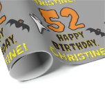 52nd Birthday: Spooky Halloween Theme, Custom Name Wrapping Paper<br><div class="desc">This spooky and scary Hallowe'en birthday themed wrapping paper design features a large number "52". It also features the message "HAPPY BIRTHDAY, ", plus a customizable name. There are also depictions of a ghost and a bat on the front. Wrapping paper like this might be fun to use when wrapping...</div>