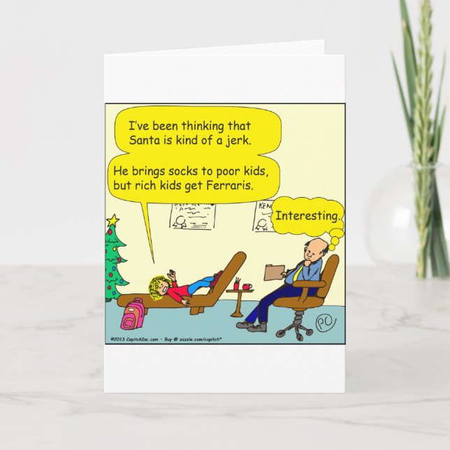 530 santa is a jerk cartoon holiday card (Front)