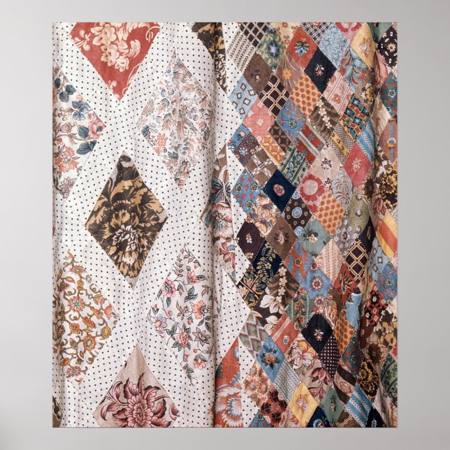 53:Detail of a patchwork quilt made by Mrs Poster (Front)