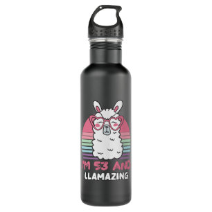 53 Year Old Bday Llamazing 53rd Birthday Llama 710 Ml Water Bottle