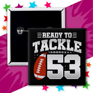 53 Year Old Tackle Football Party 53rd Birthday 2 Inch Square Button