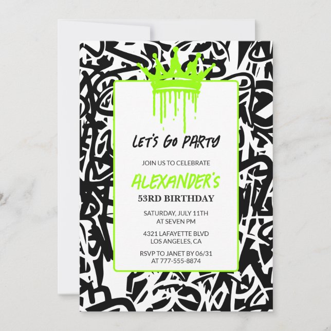 53e anniversaire invitation Hip hop Graffiti Crown (Devant)