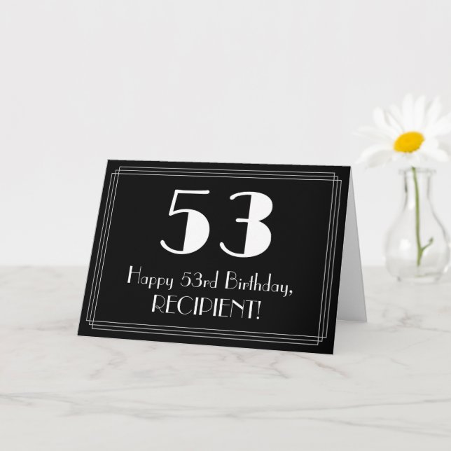 53rd Birthday ~ Art Deco Inspired Look "53", Name Card (Small Plant)