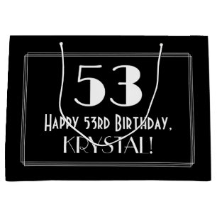 53rd Birthday: Art Deco Inspired Style "53", Name Large Gift Bag