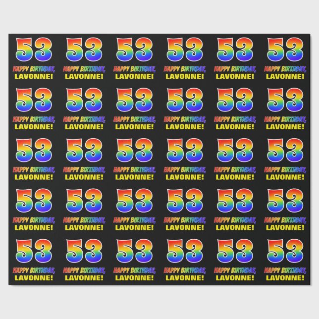 53rd Birthday: Bold, Fun, Simple, Rainbow 53 Wrapping Paper (Seam)