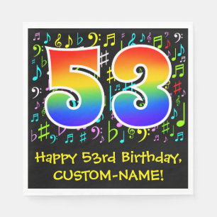 53rd Birthday - Colourful Music Symbols, Rainbow 5 Napkin