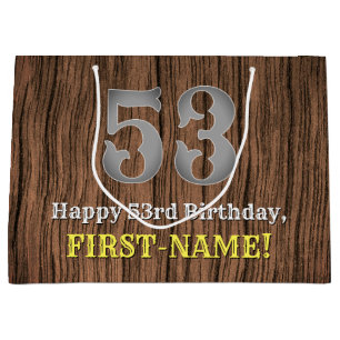 53rd Birthday: Country Western Inspired Look, Name Large Gift Bag