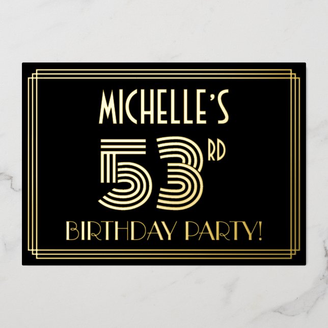 53rd Birthday Party — Art Deco Style “53” + Name (Front)