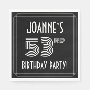 53rd Birthday Party: Art Deco Style + Custom Name Napkin