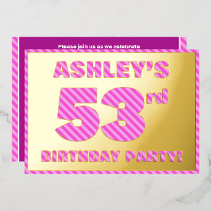 53rd Birthday Party — Bold, Fun, Pink Stripes # 53