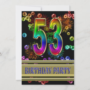 53rd Birthday party Invitation with bubbles
