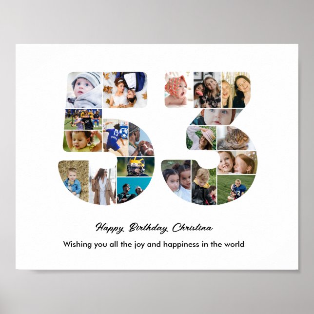 53rd Birthday Party Number 53 Photo Collage Poster (Front)