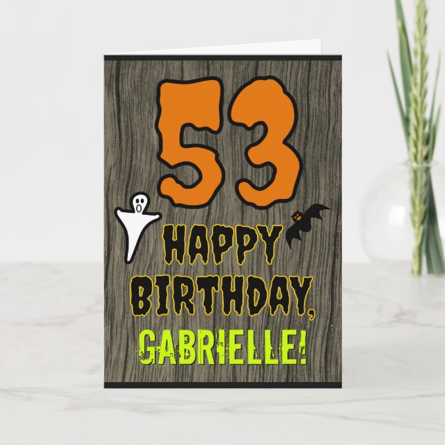 53rd Birthday: Spooky Halloween Theme, Custom Name Card (Front)