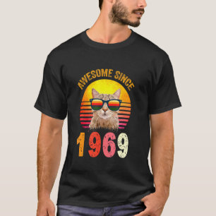53rd Birthday Vintage Cat Awesome Since 1969 T-Shirt