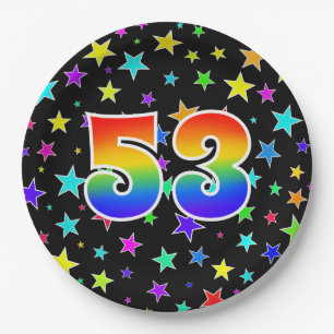 53rd Event: Bold, Fun, Colourful Rainbow 53 Paper Plate