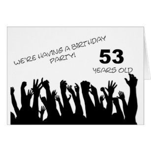 53rd party invitation with a cheering crowd