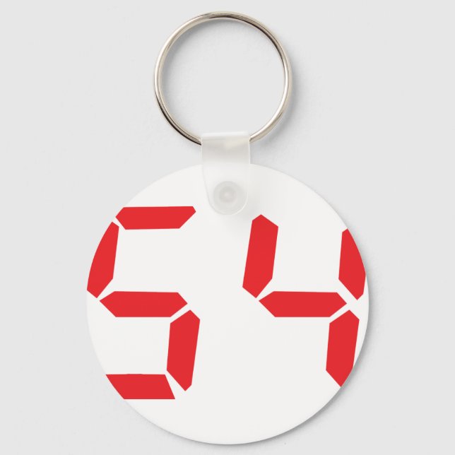 54 fifty-four red alarm clock digital number keychain (Front)