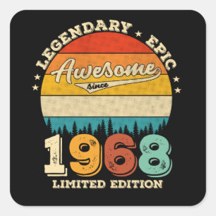 54 Year Old Awesome Since 1968 54th Birthday Gift Square Sticker