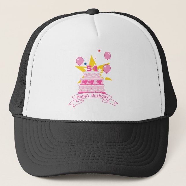 54 Year Old Birthday Cake Trucker Hat (Front)