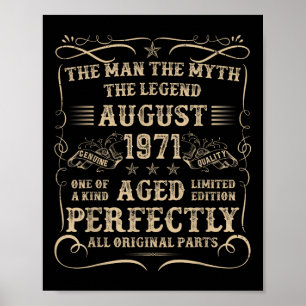 54 Year Old Birthday Gifts For Men August 1971 54t Poster
