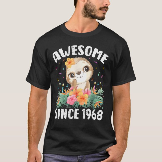 54 Years Old Sloth Lover Awesome Since 1968 54th B T-Shirt (Front)
