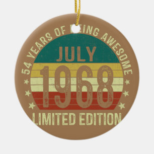 54 Yr Birthday July 1968 Limited Edition 54th Ceramic Ornament