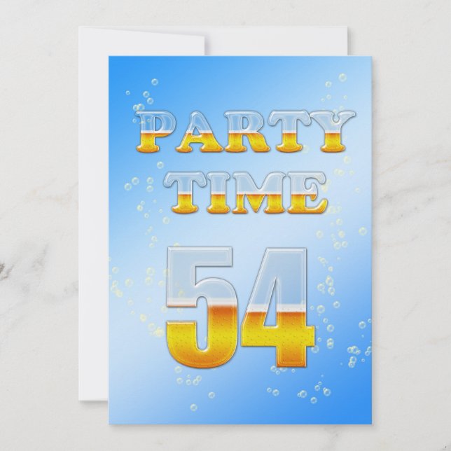 54e anniversaire invitation à la fête avec bière (Devant)
