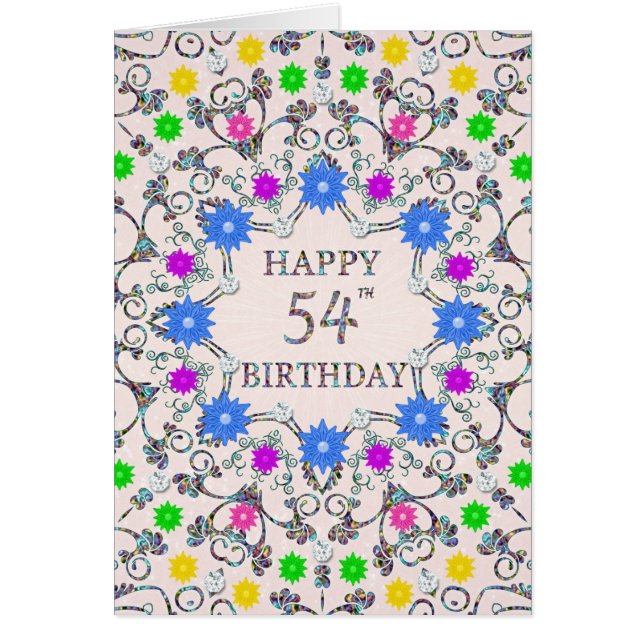 54th Birthday Abstract Flowers  (Front)