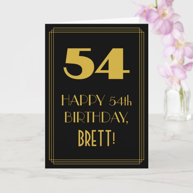 54th Birthday ~ Art Deco Inspired Look "54" & Name Card (Orchid)