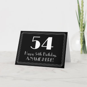 54th Birthday ~ Art Deco Inspired Look "54", Name Card