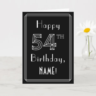 54th Birthday: Art Deco Style # 54 & Custom Name Card