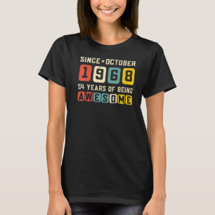 54th Birthday Awesome Since October 1968 Vintage T-Shirt