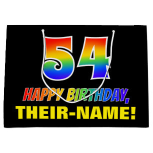 54th Birthday: Bold, Fun, Simple, Rainbow 54 Large Gift Bag
