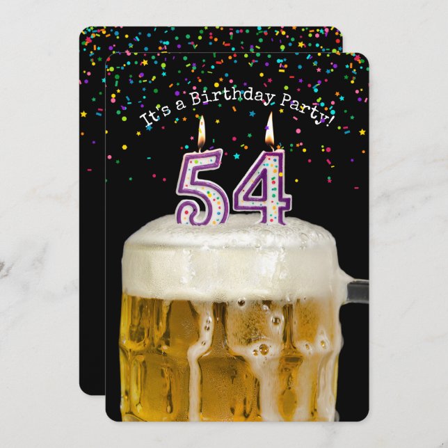 54th Birthday Candle Party Invitation (Front/Back)