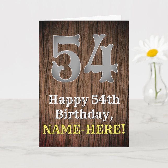 54th Birthday: Country Western Inspired Look, Name Card (Small Plant)