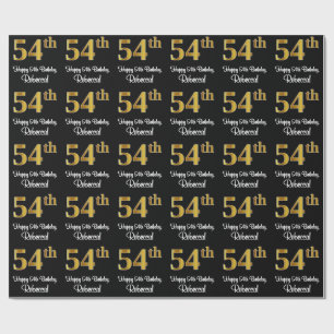 54th Birthday: Elegant Luxurious Faux Gold Look # Wrapping Paper
