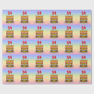 54th Birthday: Fun Cake and Candles + Custom Name Wrapping Paper