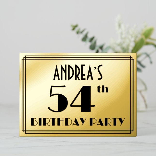 54th Birthday Party — Art Deco Look “54” + Name (Standing Front)