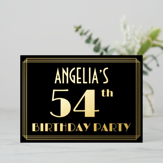 54th Birthday Party: Art Deco Look “54”, w/ Name (Standing Front)
